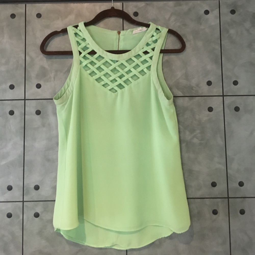 Green sheer cut out top